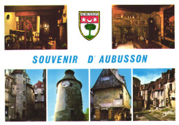 Delcampe - AUBUSSON, MULTIPLE VIEWS, EMBLEM, TOWER WITH CLOCK, ARCHITECTURE, ROOM, FRANCE - Aubusson