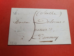 Cursive ( Faible) De Noisy Le Sec Sur Lettre Avec Texte Pour Ecommoy En 1843 - N 4 - 1801-1848: Voorlopers XIX