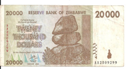 ZIMBABWE 20000 DOLLARS 2008 VF P 73 - Zimbabwe