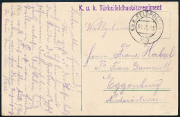 1915 Gorizia Képeslap (Főtér) "K.u.K. Türkeifeldhaubitzregiment" Lila Bélyegzéssel - Otros & Sin Clasificación