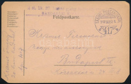 1918 Tábori Posta Levelezőlap "A M.kir. 20. Honvéd Gyalog Hadosztály Törzs Gazdasági Hivatala" + "TP 417 B" - Autres & Non Classés