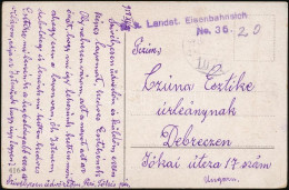 1918 Tábori Posta Képeslap Romániából / Field Postcard From Romania "K.k. Landst. Eisenbahnsich..." + "1071 A" - Otros & Sin Clasificación