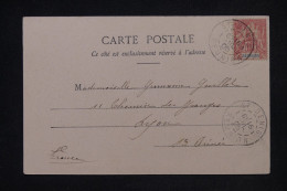 RÉUNION - Affranchissement Type Groupe  De St Denis Sur Carte Postale Pour Lyon En 1905 - L 148321 - Briefe U. Dokumente