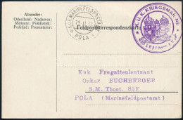 1917 Tábori Posta Levelezőlap Az S.M. Tboot 85F Hajóra Küldve "K.U.K. KRIEGSMARINE S.M.D. Liburnia" - Other & Unclassified