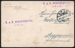 1915 Lovas Képeslap "K.u.K. RESERVESPITAL / ARAD" Lila Bélyegzéssel - Other & Unclassified