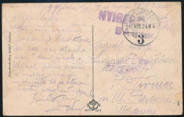 1915 Nyíregyháza (Főtér) Képeslap "NYÍREGYHÁZA / BARAK" Lila Bélyegzéssel - Otros & Sin Clasificación