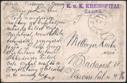 1917 Tábori Posta Képeslap "K.u.k. KREISSPITAL CACAK" - Other & Unclassified