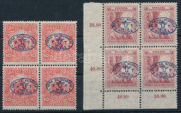 **, * Debrecen I. 1919 2 Klf Hadisegély 4-es Tömb / Mi 11,13 Block Of 4. Signed: Bodor - Andere & Zonder Classificatie