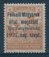 (*) Nyugat-Magyarország I. 1921 Arató 5f Próbanyomat / Proof Signed: Bodor - Autres & Non Classés