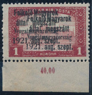 ** Nyugat-Magyarország I. 1921 Parlament 1K Kettős Felülnyomással, Bodor Vizsgálójellel - Altri & Non Classificati