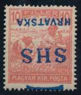 ** SHS 1918 Arató 10f Fordított Felülnyomással. Signed: Bodor. Certificate: Zrinjscak - Otros & Sin Clasificación