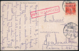 1919 Képeslap Károly 10f Bélyeggel "CZEGLÉD" - Szabadka, Piros Szerb Cenzúra Bélyegzéssel - Other & Unclassified