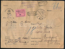 1926 Értéklevél Készpénzes Bérmentesítéssel "EGER" - Budapest - Other & Unclassified