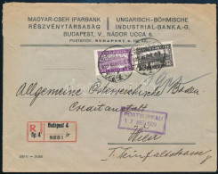 1929 A Magyar-Cseh Iparbank Ajánlott Levele Budapestről Bécsbe - Otros & Sin Clasificación