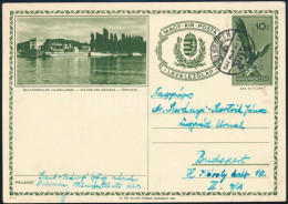 1937 10f Díjjegyes Balatonboglár Képes Levelezőlap (E-11) "DEBRECEN" - Budapest - Andere & Zonder Classificatie