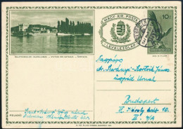1937 10f Díjjegyes Balatonboglár Képes Levelezőlap (E-11) "DEBRECEN" - Budapest - Other & Unclassified