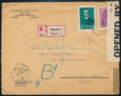 1939 Ajánlott Levél Kormányzó 1P + Templom 30f Vegyes Bérmentesítéssel "BUDAPEST" - London, Angol Cenzúrával - Other & Unclassified