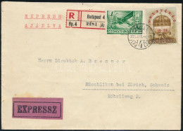 1939 Ajánlott Expressz Levél Svájcba Repülő 5P és Hazatérés 70f Bérmentesítéssel / Registered Express Cover To Switzerla - Andere & Zonder Classificatie