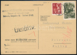 1945 (1. Díjszabás) Debrecen Helyi Cenzúrázott Levelezőlap 2 Bélyeggel - Other & Unclassified