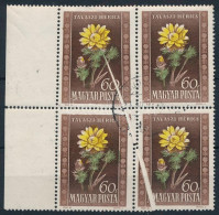 O 1950 Virág I. 60f ívszéli Négyestömb óriási Papírránccal - Andere & Zonder Classificatie