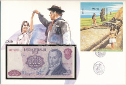 Chile 1983. 100P Felbélyegzett Borítékban, Bélyegzéssel T:UNC Chile 1983. 100 Pesos In Envelope With Stamp And Cancellat - Ohne Zuordnung