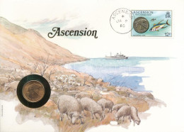 Ascension-sziget 1984. 1p Bronz "II. Erzsébet" Felbélyegzett Borítékban, Bélyegzéssel, Német Nyelvű Leírással T:UNC Asce - Sin Clasificación