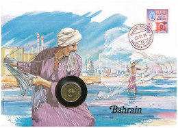 Bahrein 1992. 5f Sárgaréz Felbélyegzett Borítékban, Bélyegzéssel, Német Nyelvű Tájékoztatóval T:AU Bahrain 1992. 5 Fils  - Zonder Classificatie