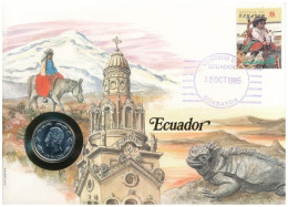 Ecuador 1985. 1S Felbélyegzett Borítékban, Bélyegzéssel, Német Nyelvű Leírással T:UNC  Ecuador 1985. 1 Sucre In Envelope - Non Classés