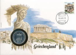 Görögország 1982. 20D Cu-Ni Felbélyegzett Borítékban, Bélyegzéssel, Német Nyelvű Leírással T:UNC Greece 1982. 20 Drachma - Unclassified