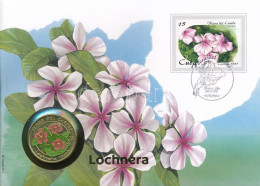 Kuba 1997. 1P Ni-acél "Flora Del Caribe -Lochnera Rosea" érmés Borítékban, Bélyegzéssel, Német Nyelvű Leírással T:UNC Cu - Non Classés