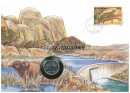 Zimbabwe 1991. 10c Felbélyegzett Borítékban, Bélyegzéssel, Német Nyelvű Leírással T:UNC Zimbabwe 1991. 10 Cents In Envel - Non Classés