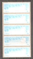 Vignette LISA Turquoise . Type Oiseaux De JUBERT - Bande Verticale X 5 . Neuves - Adhésives - Vierges. TB - 1990 Type « Oiseaux De Jubert »