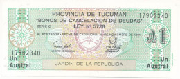 Argentína / Tucuman DN (1988.) 1A Helyi Bankjegy T:UNC Argentina / Tucuman ND (1988.) 1 Austral Local Banknote C:UNC Kra - Sin Clasificación