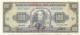 Ecuador 1990. 100S T:F Szép Papír Ecuador 1990. 100 Sucres C:F Fine Paper Krause P#123 - Sin Clasificación