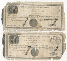 Franciaország / Rouen 1797-1803. 20Fr "annulé (érvénytelen)" Felülbélyegzéssel (2x) T:G France / Rouen 1797-1803. 20 Fra - Unclassified