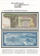 Kambodzsa 1972. 100R (2xklf) Német Nyelvű "Kuriositäten Auf Banknoten" Tájékoztatólappal T:UNC Cambodia 1972. 100 Riels  - Zonder Classificatie