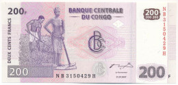 Kongó 2007. 200Fr T:I,I- Congo 2007. 200 Francs C:UNC,AU - Non Classificati