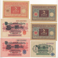 Németország / Weimari Köztársaság 1914. 1M + 2M (2xklf) + 1920. 2M (3x) T:UNC-XF Germany / Weimar Republic 1914. 1 Mark  - Non Classificati