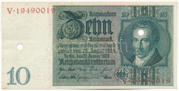Német Birodalom / Weimari Köztársaság 1929. 10M "V 19490019" Lyukasztással érvénytelenítve T:II German Empire / Weimar R - Non Classés