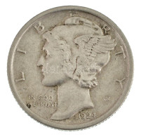 Amerikai Egyesült Államok 1924 1d (10c) Ag "Mercury" T:AU,XF  USA 1924. 1 Dime (10 Cents) Ag "Mercury" C:AU,XF Krause KM - Sin Clasificación