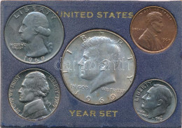 Amerikai Egyesült Államok 1969. 1c-1/2$ (5xklf) Forgalmi összeállítás Műanyag Tokban, Benne 1969D 1/2$ Ag "Kennedy" T:AU - Unclassified