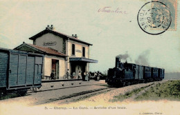 12978   - CHEROY  :  ARRIVEE D'UN TRAIN  - Gros Plan  - Circulée En 1906  RARE - Cheroy