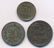 Jugoszlávia 1938. 50p Al-bronz + 2D Al-bronz + Szerbia 1912. 20p Cu-Ni T:VF Patina Yugoslavia 1938. 50 Para Al-bronze +  - Non Classés