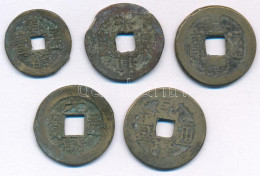 Kínai Császárság ~19. Század Cu Cash (5db) T:F Chinese Empire ~19th Century Cu Cash (5pcs) C:F - Zonder Classificatie