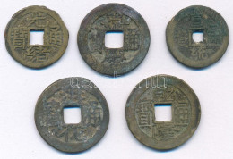 Kínai Császárság ~19. Század Cu Cash (5db) T:F Chinese Empire ~19th Century Cu Cash (5pcs) C:F - Non Classificati