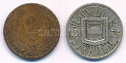 2db-os Vegyes érmetétel, Benne Ausztria 1925. 1/2Sch Ag + 1894KB 2f Bronz T:AU-F Patina 2pcs Of Mixed Coin Lot, In It Au - Ohne Zuordnung