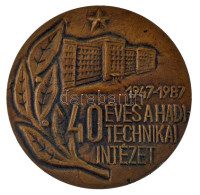 1987. "40 éves A Haditechnikai Intézet" Kétoldalas, öntött Bronz Plakett (80mm) T:AU,XF - Ohne Zuordnung