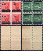 LUOGOTENENZA 1945 QUARTINE MONUMENTI DISTRUTTI SOPRASTAMPATI  L. 1,20 SU C. 20 E L. 2 SU C. 25 MNH ** SASSONE 524/525 - Ongebruikt