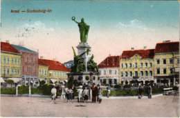 T2 1918 Arad, Szabadság Tér és Szobor, Herbstein Mór, Weigl Adolf és Társa, Schwarz Testvérek és Daimel Lajos üzlete. Ke - Unclassified