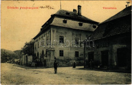 T2/T3 1911 Felsőbánya, Baia Sprie; Városháza, Róth Mihály üzlete. Bonis Sándor 2359. (W.L. ?) / Town Hall, Shop (EK) - Zonder Classificatie